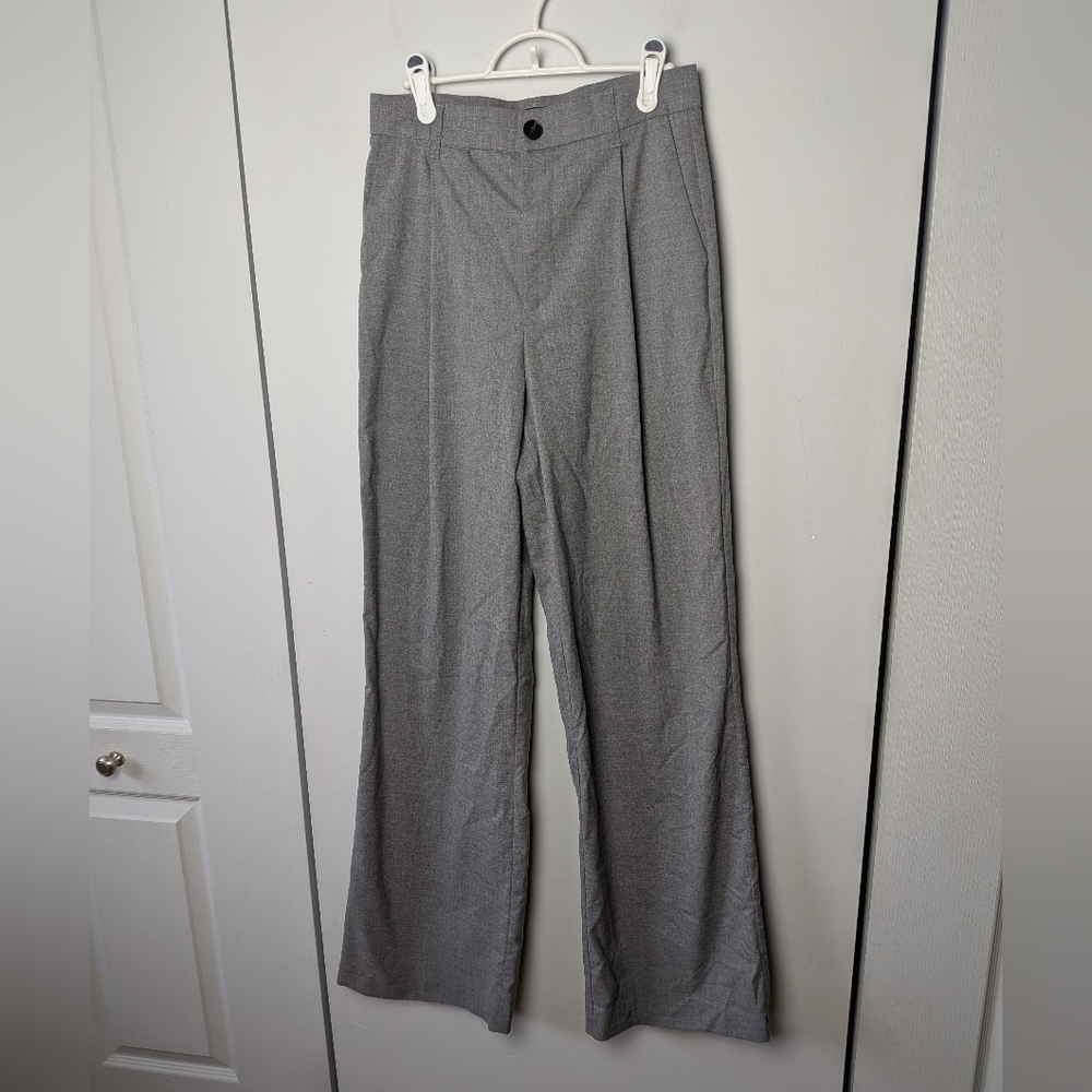 ZARA Gray Flare Trouser Women Pants Size XS pockets Full Lenght
